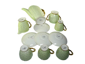 Carlton Ware Coffee Set, Magnificent Colour, Pale Green with Purple Polka Dots