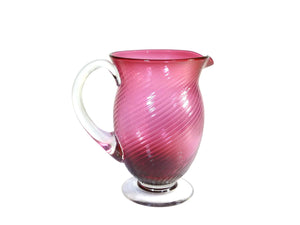 Cranberry Glass Jug, Murano Glass Water Pitcher, Gorgeous Colour
