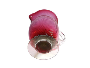 Cranberry Glass Jug, Murano Glass Water Pitcher, Gorgeous Colour
