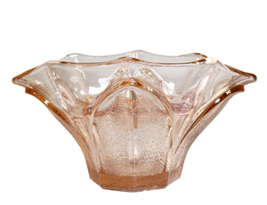 Art Deco Pink Glass Posy Vase with Frog, Elegant Shape