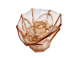 Art Deco Pink Glass Posy Vase with Frog, Elegant Shape