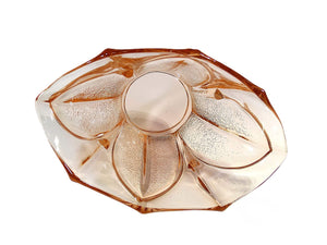 Art Deco Pink Glass Posy Vase with Frog, Elegant Shape