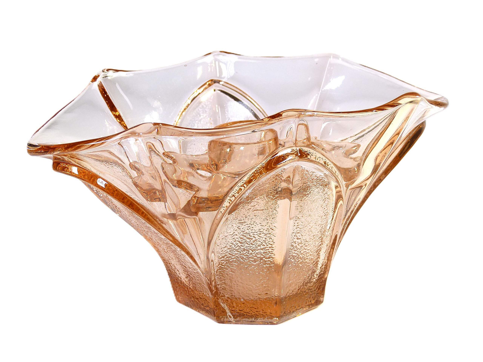 Art Deco Pink Glass Posy Vase with Frog, Elegant Shape