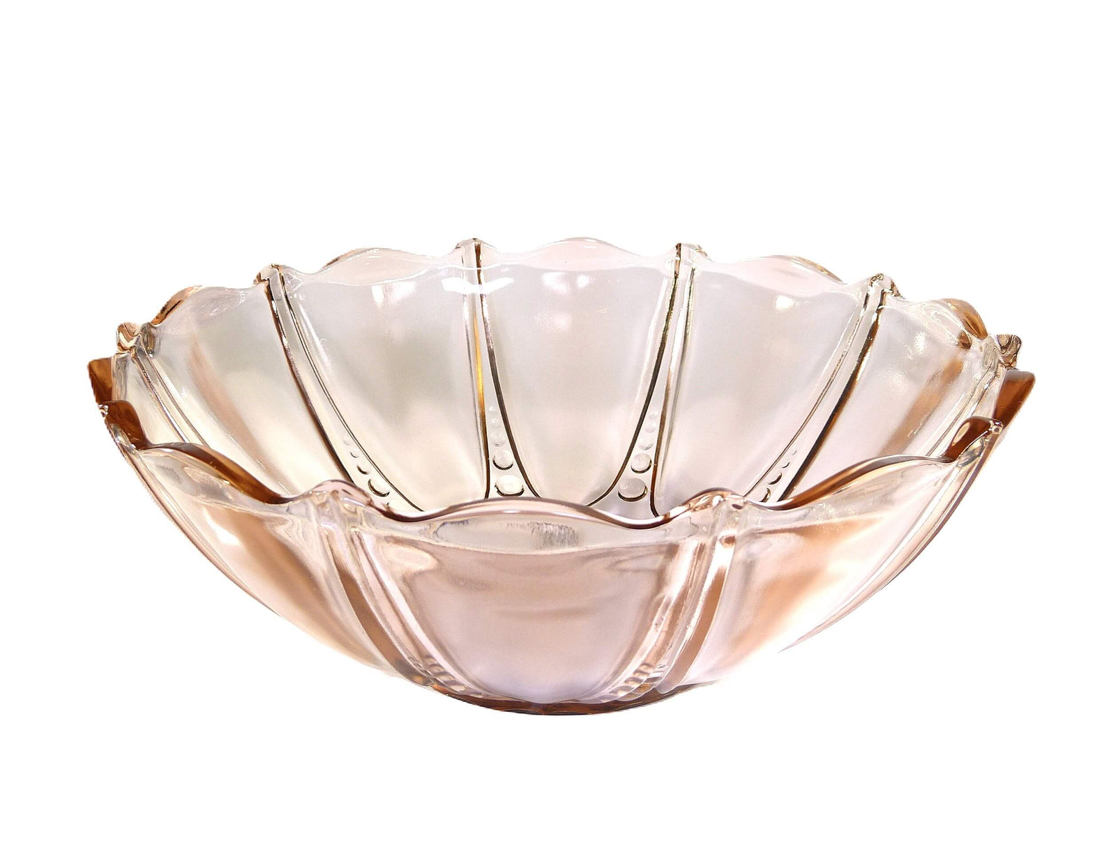 Pretty Pink Glass "Oyster and Pearl" Bowl, 1938 - 1940