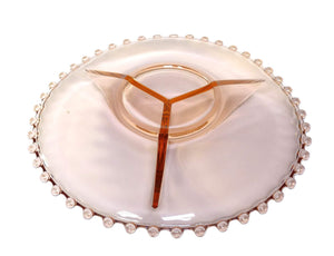 Pink Glass Divided Serving Plate, Candlewick Design, 1936-1984