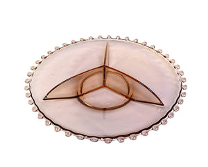 Pink Glass Divided Serving Plate, Candlewick Design, 1936-1984
