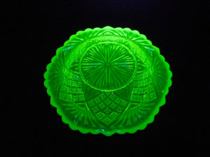 Stunning Uranium Glass Butter Dish, Davidson Primrose Pearline Glass