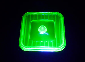 Elegant Uranium Glass Butter Box, Covered Butter Dish, Glows Beautifully
