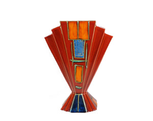 Anita Harris Fan Vase, Art Deco Style Vase, Art Pottery, Home Decor Item