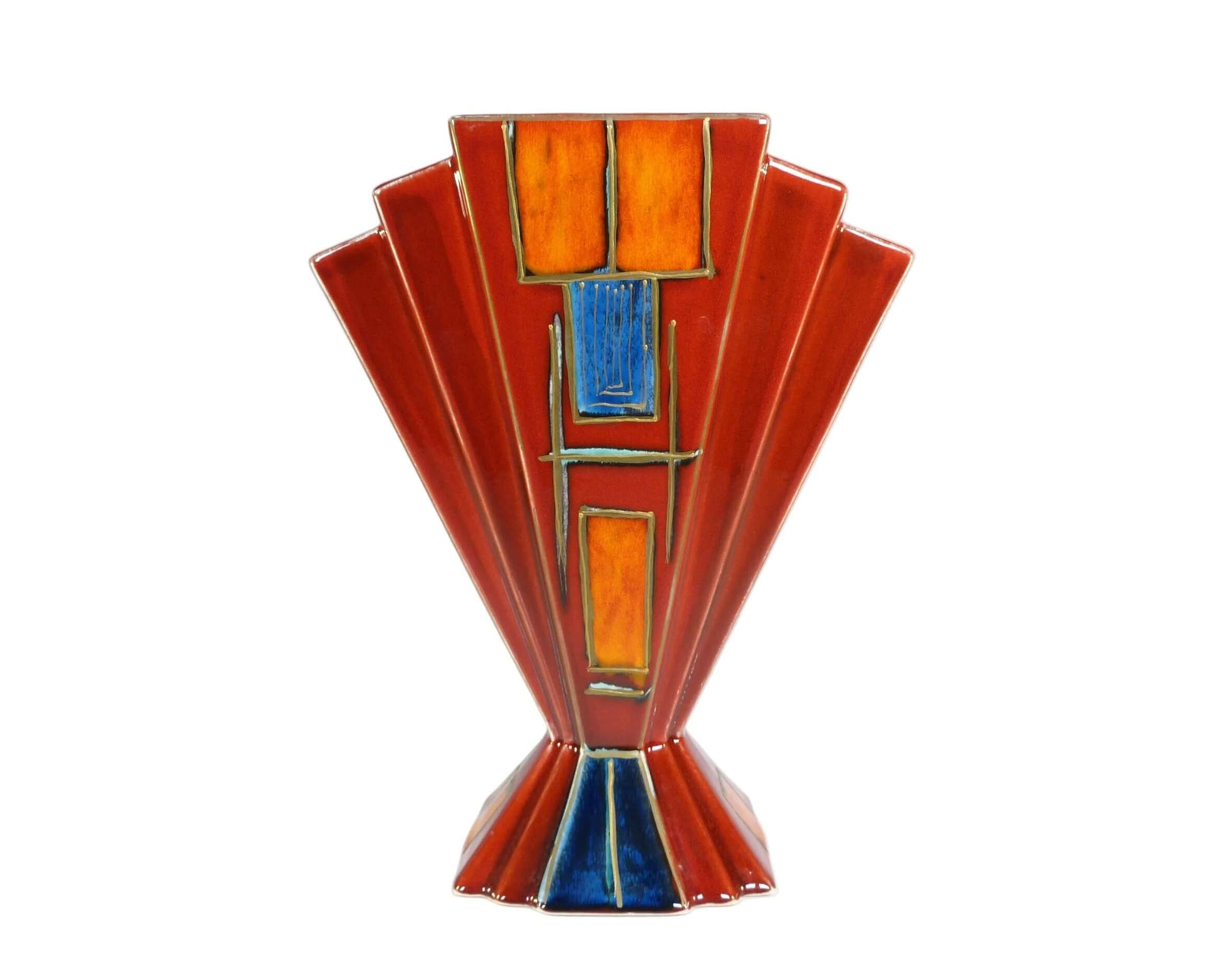 Anita Harris Fan Vase, Art Deco Style Vase, Art Pottery, Home Decor Item