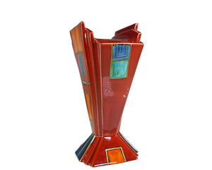 Anita Harris Fan Vase, Art Deco Style Vase, Art Pottery, Home Decor Item