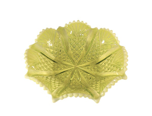 Uranium Glass Small Dish, Davidsons Primrose Pearline Glass, Glows Beautifully