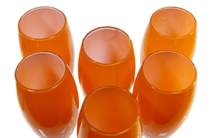 Stunning Orange Champagne Flutes, Set of Six, Hand Made