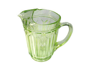Art Deco Uranium Glass Jug, Colonial "Knife and Fork", Glows Beautifully