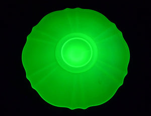 Stylish Uranium Glass Sandwich Server, Frosted Glass, Glows Beautifully