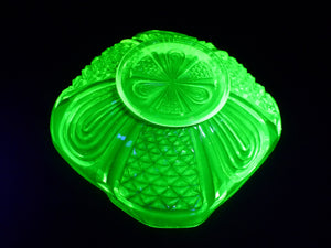 Vintage Uranium Glass Small Bowl, Glows Brightly