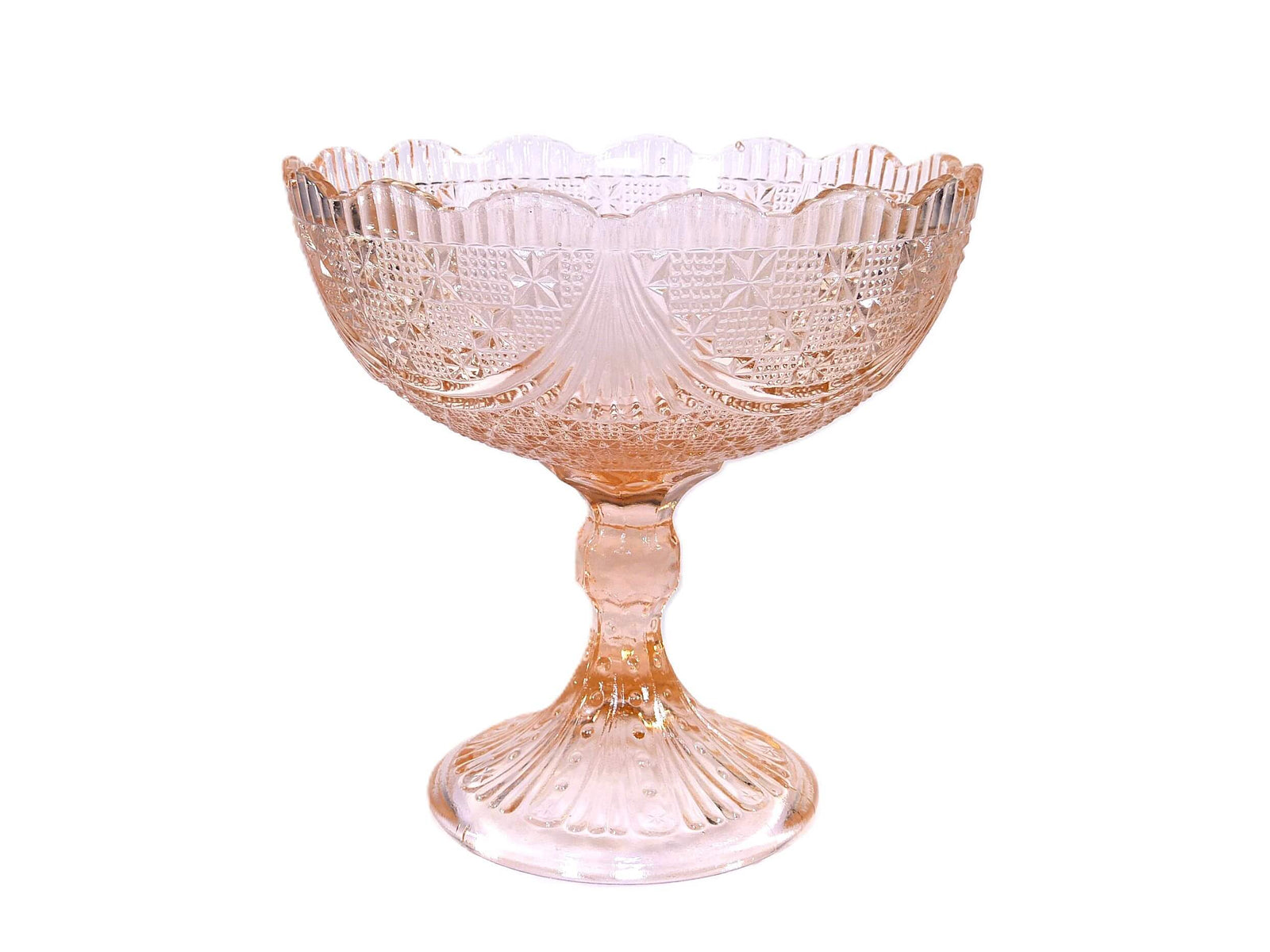 Pink Pressed Glass Pedestal Fruit/Candy Bowl, Very Attractive
