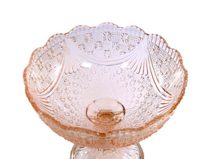 Pink Pressed Glass Pedestal Fruit/Candy Bowl, Very Attractive