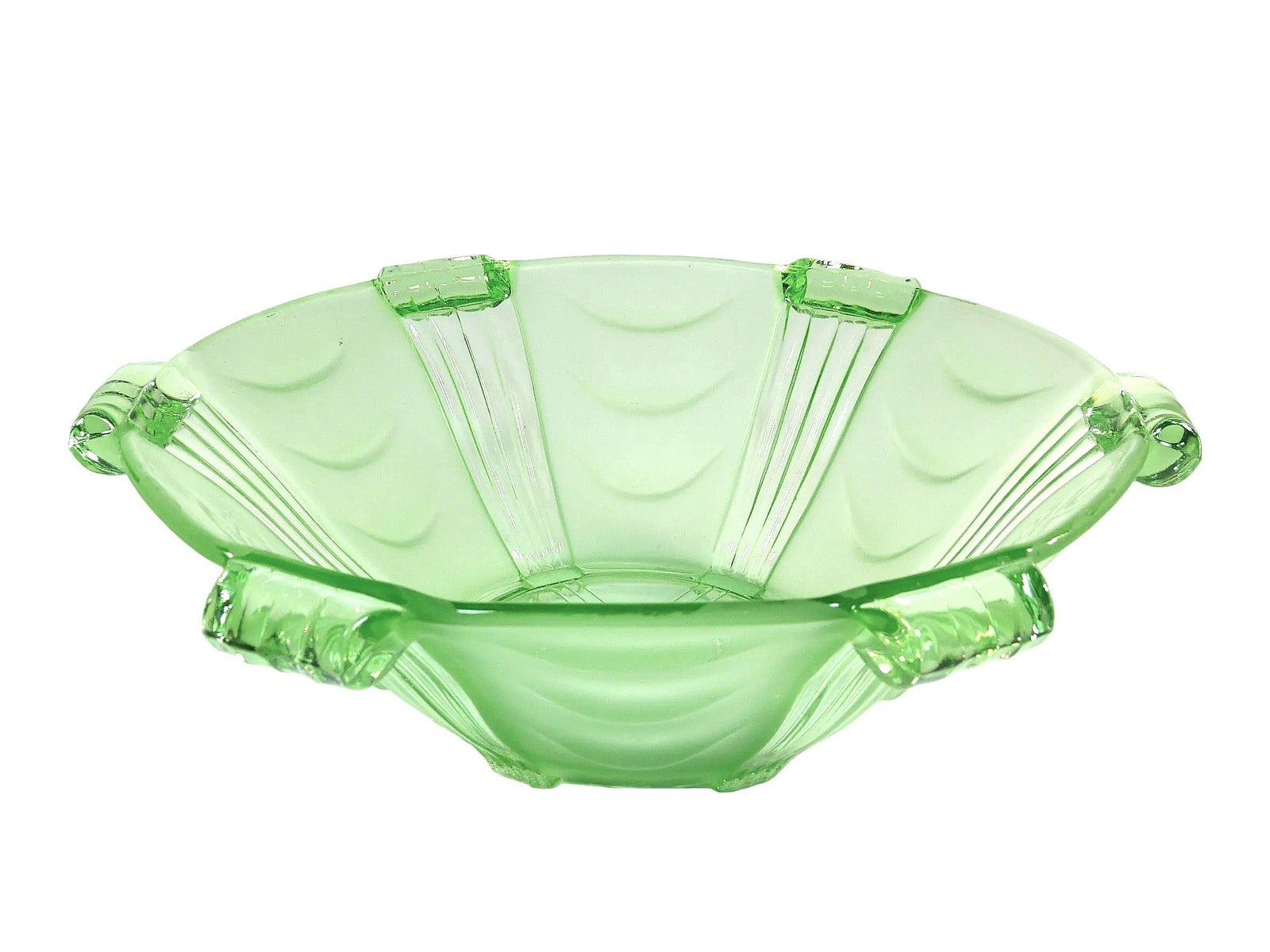 Art Deco Stolzle Green Glass Bowl, 1930's