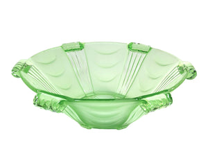 Art Deco Stolzle Green Glass Bowl, 1930's