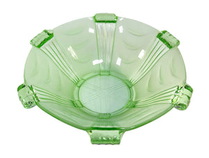 Art Deco Stolzle Green Glass Bowl, 1930's
