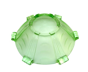 Art Deco Stolzle Green Glass Bowl, 1930's