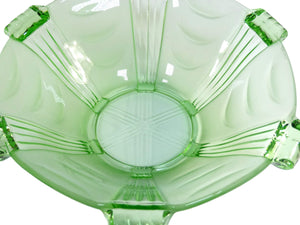 Art Deco Stolzle Green Glass Bowl, 1930's