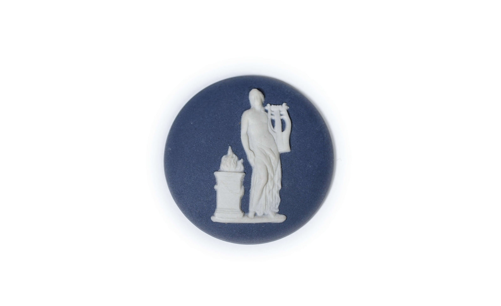 Wedgwood Jasperware Cameo, Portland Blue, 1960's, Apollo with a Lyre