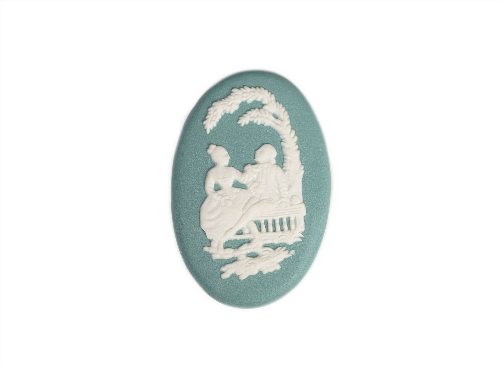 Wedgwood Jasperware Cameo, Teal, 1970's, Gorgeous Colour, Romantic Scene