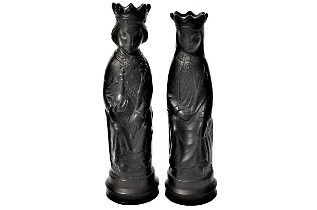 Wedgwood Black Basalt Chess Pieces, 1966, King and Queen