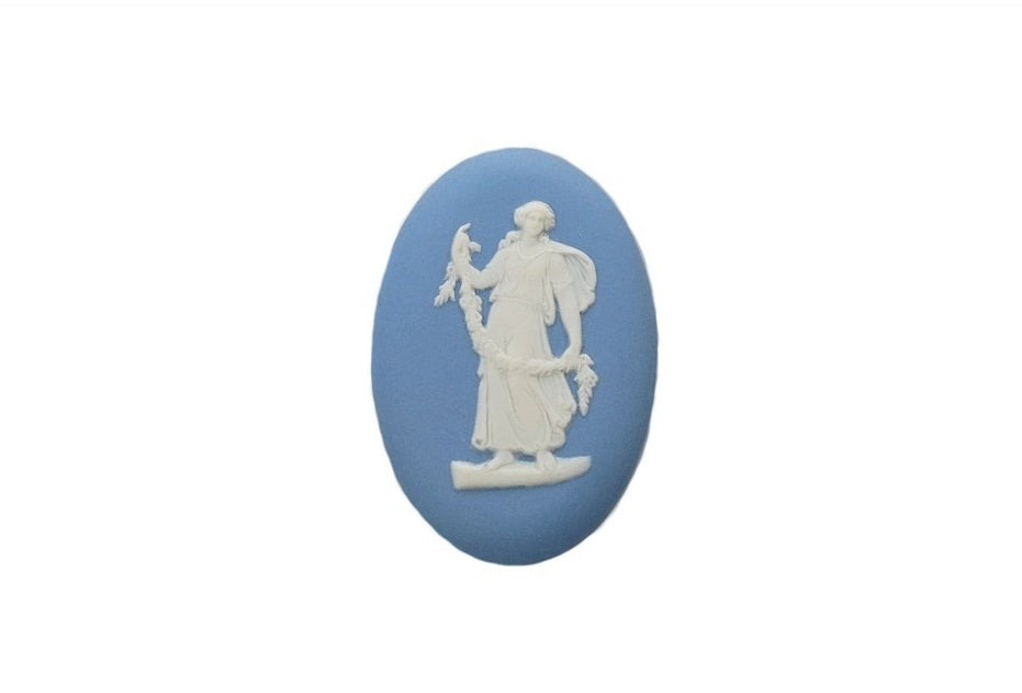 Wedgwood Jasperware Cameo, Blue, 1970's, Floral Lady