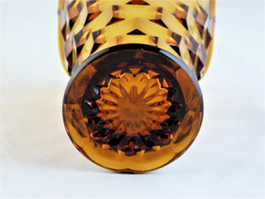 Amber Glass Vase, Art Deco, Stunning Geometric Vase, Very Decorative