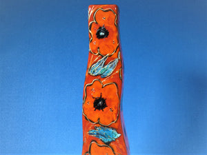 Anita Harris Art Pottery, Poppies Wavy Vase, Tall and Stately