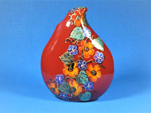 Red Vase, Anita Harris Art Pottery, Garland Teardrop Vase