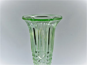 Green Uranium Glass Vase, Elegant Slim Shape, Beautiful Flower Vase