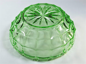 Uranium Glass Large Bowl, Magnificent Art Deco Green Bowl