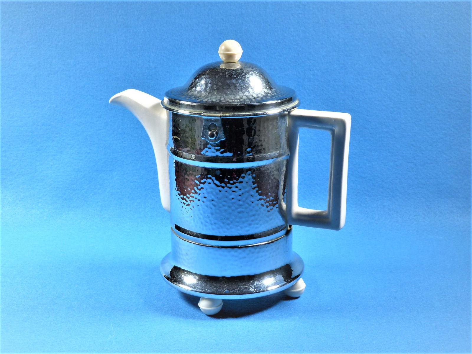 Vintage Insulated Coffee Pot, Heatmaster Coffee Pot, Chrome and China