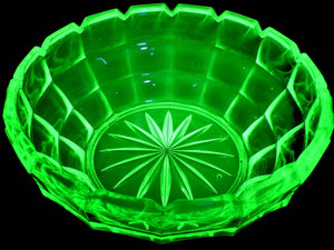 Uranium Glass Large Bowl, Magnificent Art Deco Green Bowl