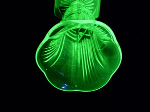 Green Uranium Glass Vase, Elegant Slim Shape, Beautiful Flower Vase