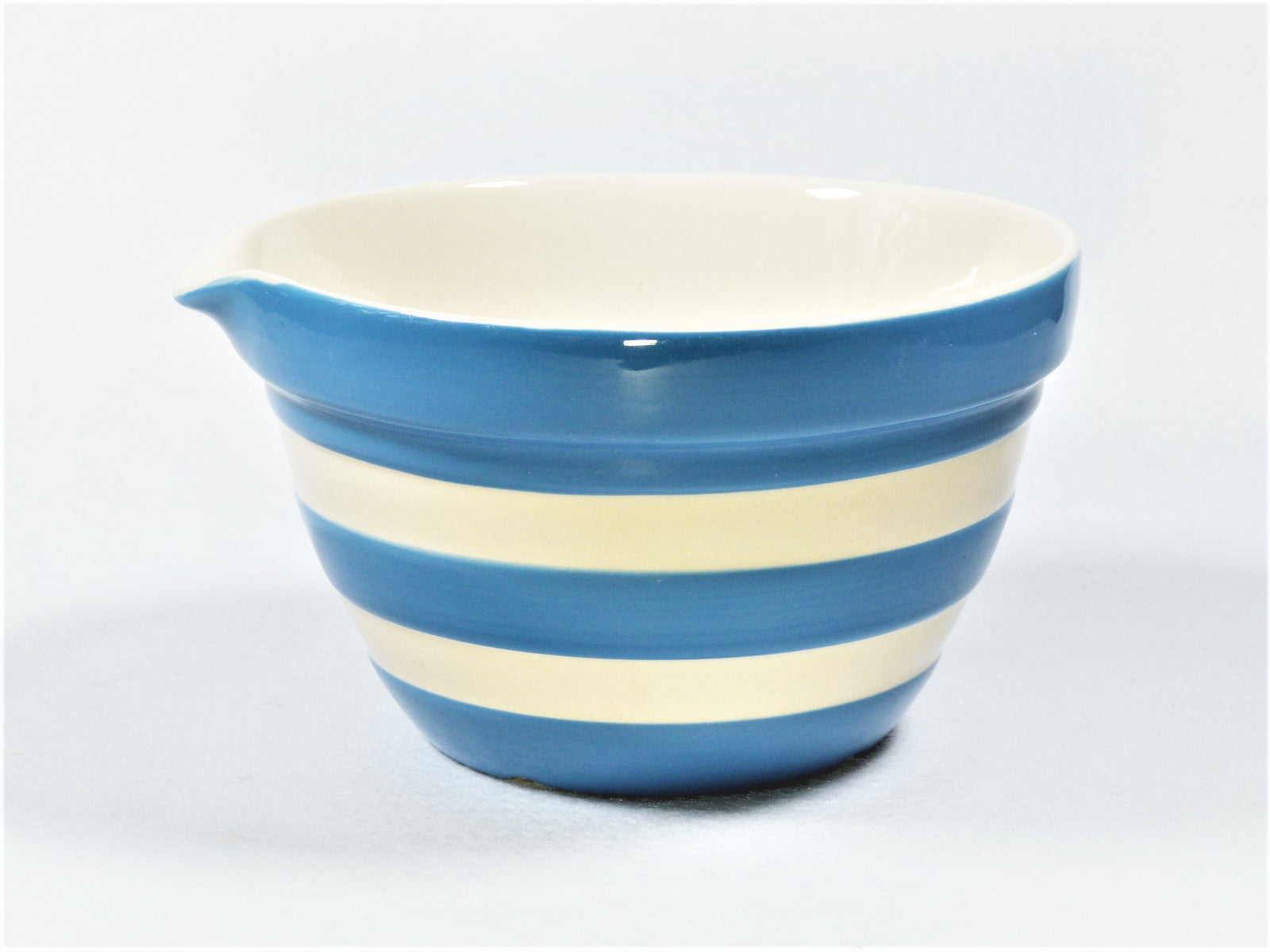 Cornishware Blue and White Striped Bowl with Pouring Lip, T G Green Mixing Bowl