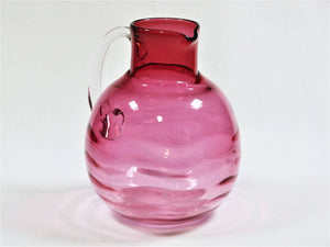 Cranberry Glass Jug, Cranberry Glass Pitcher, Stunning Water Jug