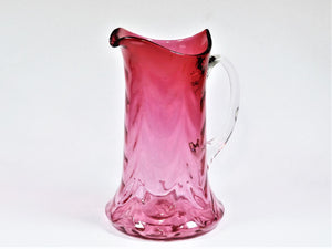 Vintage Cranberry Glass Large Pitcher, Stunning Water Jug