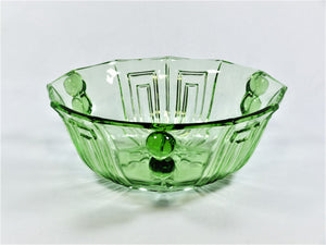 Art Deco Green Uranium Glass Large Bowl, Czech ? 1930's