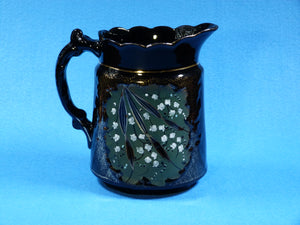Victorian Jackfield Jug, Black Glaze Pottery, Antique Black Jug, 1800's
