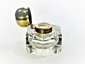 Vintage Glass Ink Bottle, Office Accessory, Heavy Glass Inkwell