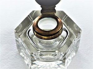 Vintage Glass Ink Bottle, Office Accessory, Heavy Glass Inkwell