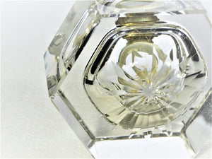 Vintage Glass Ink Bottle, Office Accessory, Heavy Glass Inkwell