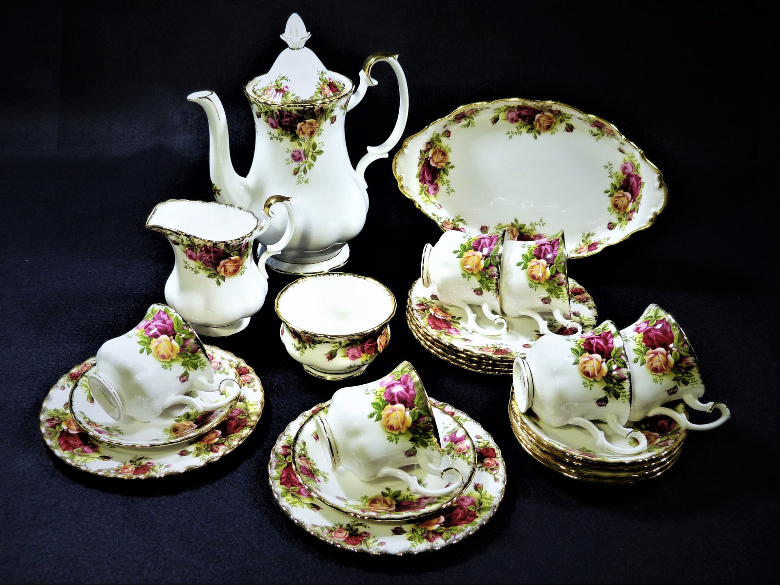 Vintage Royal Albert Old Country Roses Coffee Set, Made in England