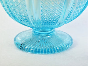 Davidson Blue Pearline Glass " Richelieu" Bowl, Victorian Glass