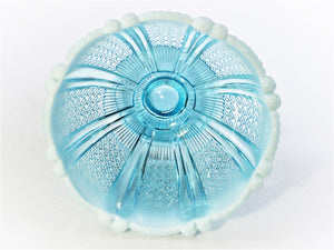 Davidson Blue Pearline Glass " Richelieu" Bowl, Victorian Glass